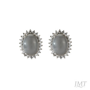 Grey Moon Stone 925 Silver   Earrings