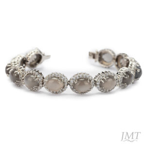Grey Moon Stone 925 Silver   Bracelet
